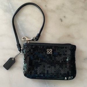 Coach black sequin wristlet